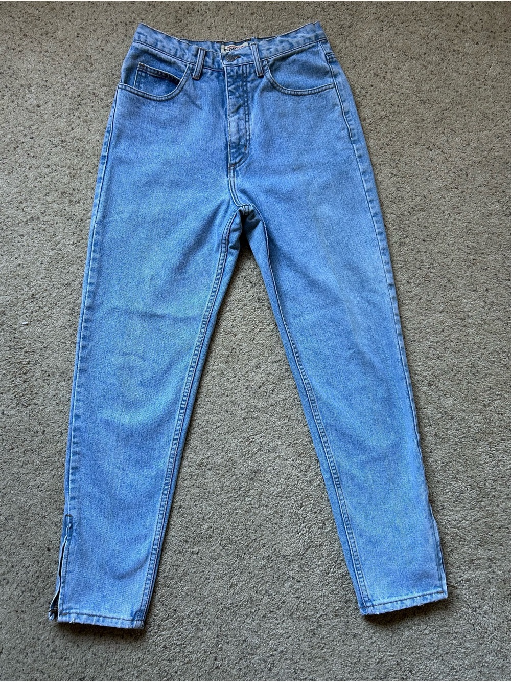 Vintage 90s GUESS Made in USA Light Wash Ankle Zip Jeans Size 29 1015